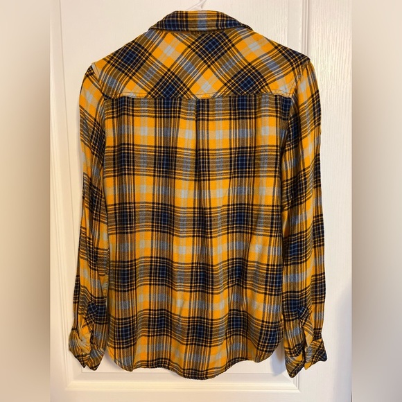 Workshop Republic Clothing Mustard Yellow and Blue Plaid Button Down Shirt - Picture 3 of 8
